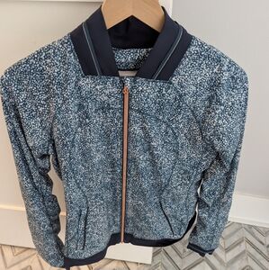 lululemon athletica Navy Speckle Bomber with Rose Gold Zipper